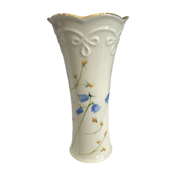 Lenox Gold Rimmed Bluebells and Rosebuds 4.75” Bud  Vase - Picture 8 of 10